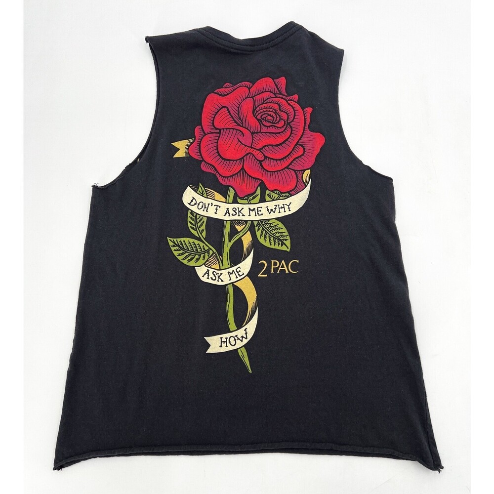 2 Pac Shirt Womens Small Tank Top Black Sleeveless Pullover Front Tie Raw hems